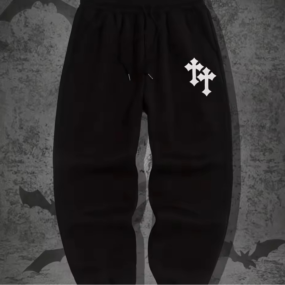 Black Sweatpants with White Logo